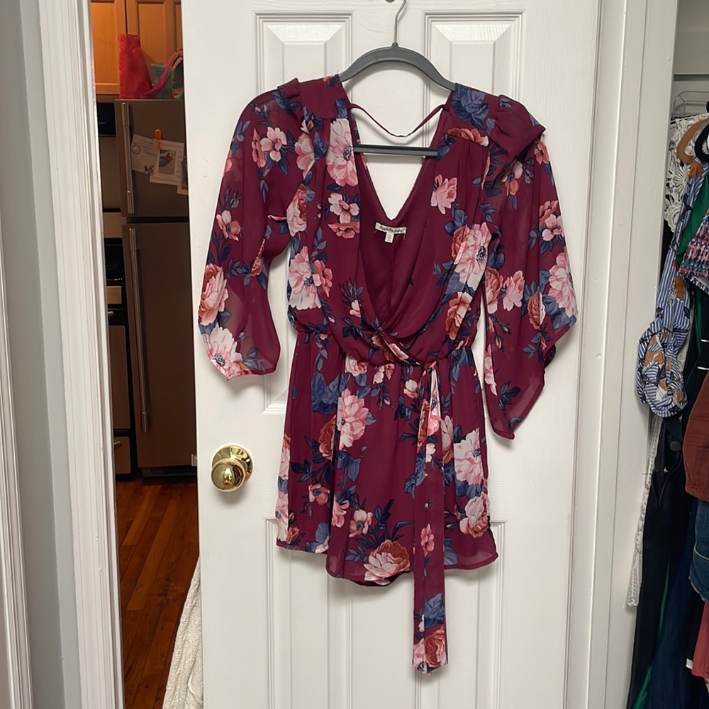 Burgundy floral romper
